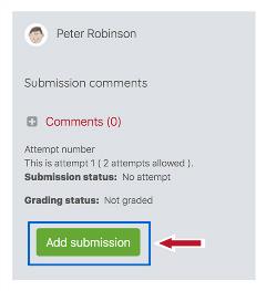 Add submission button with information re number of attempts showing above button