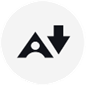 Ally icon - capitol A with an arrow pointing downward in the top right and corner