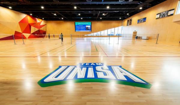 Pridham Hall Courts with badminton nets set up