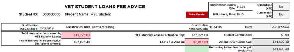VET Student Loan Fee Advice