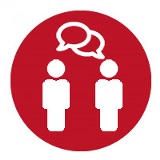 Two people talking